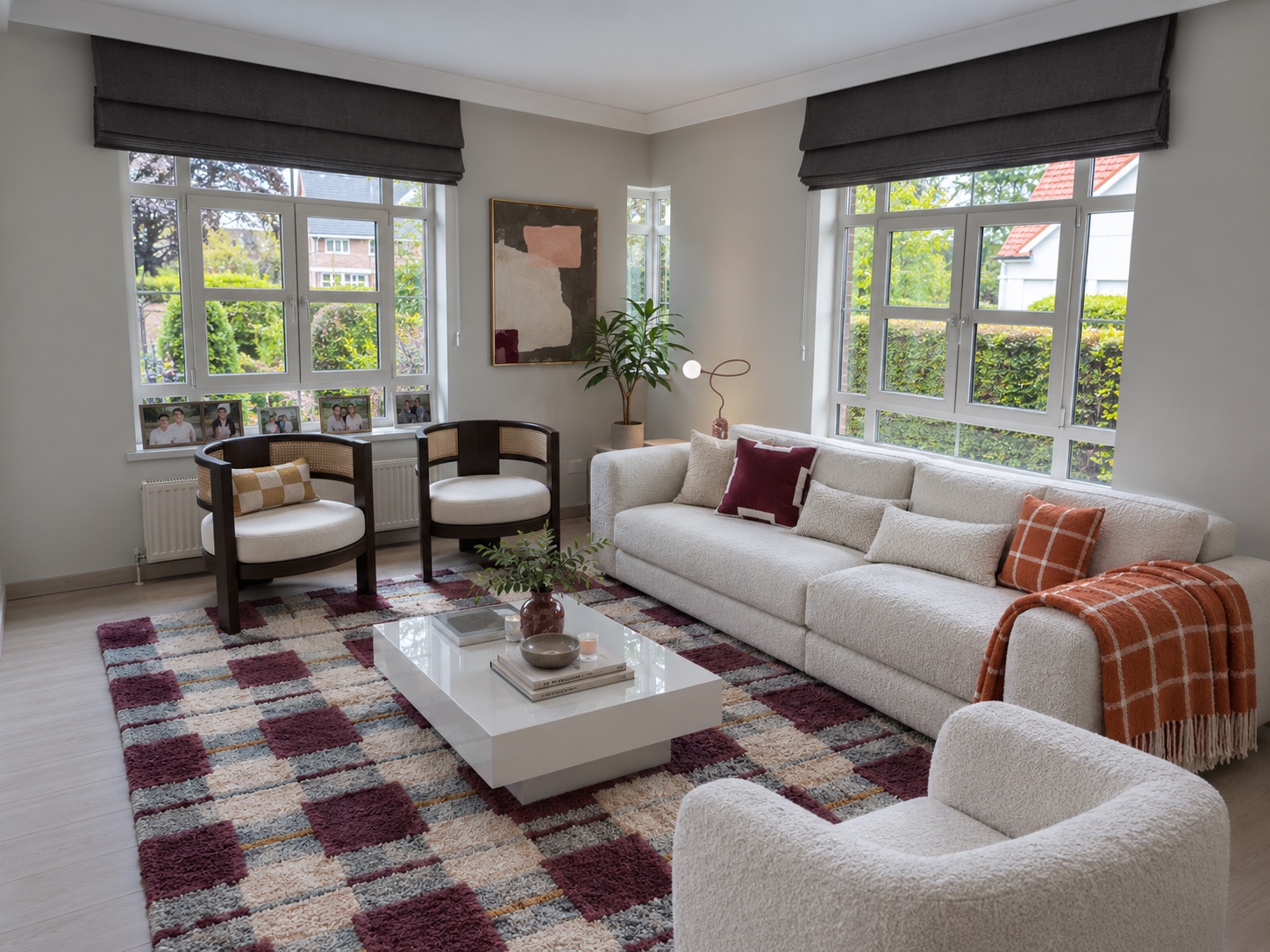 Rendered living room with the matched products
